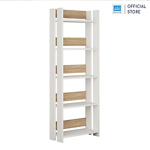 Kệ Sách 5 Tầng Màu Trắng Phối Vân Gỗ Đẹp Tinh Tế SIB Decor KSG23