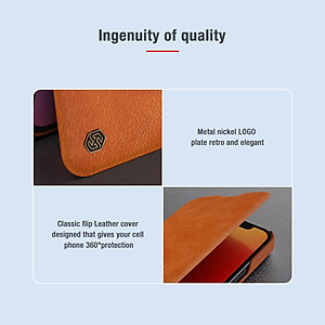 Case bao da chống sốc cho iPhone 13 Pro Max trang bị nắp bảo vệ Camera hiệu Nillkin Qin Pro (ngăn đựng thẻ ATM Name Card, chất liệu da thật cao cấp, thiết kế thời trang cá tính) - hàng nhập khẩu