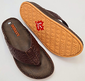  DÉP KẸP NAM DA BÒ THẬT 100% DONAVY CAO CẤP ,IN VÂN CÁ SẤU NỔI BẬT DOKB