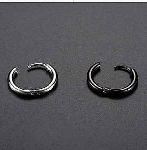 KHUYÊN TRÒN TRƠN, loại DÀY chuẩn, titan không gỉ, unisex, bông tai nam