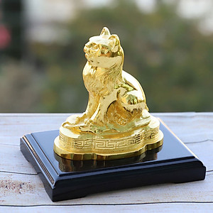 Tượng mèo 12 con giáp mạ vàng