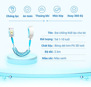 Dây Đai Đeo Tay Chống Lạc KUNBE Dài 2.5M Khóa Nam Châm Cảm Ứng An Toàn Cho Bé