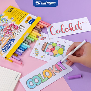 Bút lông màu Fiber Pen 20 màu Pastel Thiên Long Colokit rửa được an toàn sử dụng tô màu, vẽ tranh, calligraphy SWM-C008
