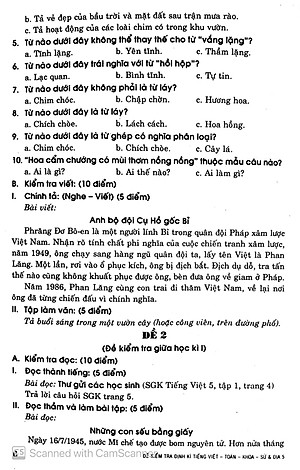 Sách Đề Kiểm Tra Định Kỳ Tiếng Việt - Toán - Khoa Học - Lịch Sử - Địa Lí Lớp 5
