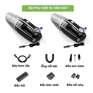 Máy hút bụi kèm máy bơm lốp ô tô máy bơm lốp ô tô 12V có đèn pin