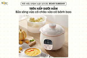 Nồi Nấu Chậm BEAR SUBE001 0,8L Phiên Bản Quốc Tế - Hàng Chính Hãng