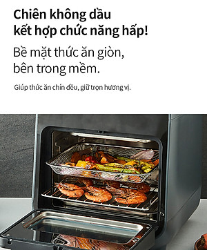 Lò nướng chân không kết hợp chức năng hấp Lock&Lock EJF693GRY Steam Air Fryer Oven (12.5 Lít) - Hàng chính hãng