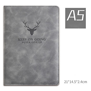 Sổ tay bìa Da PU A5 ghi chép 360 trang mẫu hươu sang trọng Tặng kèm bút viết