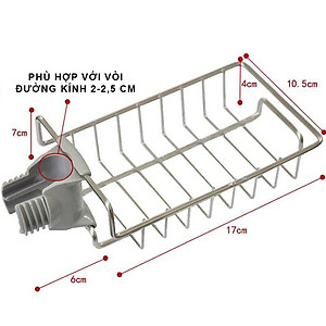 Giá Inox Đựng Lưới Rửa Bát, Cọ Xoong, Bàn Chải, Xà Bông Treo Vòi Nước Bồn Rửa Bát- Hàng Loại 1 - Chính Hãng MINIIN