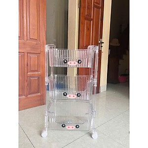 Kệ Nhà Bếp 3 Tầng Trong Suốt Hình Heo Có Bánh Xe Xịn Sò - Kệ Để Mỹ Phẩm, Đồ Trang Điểm Đa Năng - HÀNG CHÍNH HÃNG MINIIN