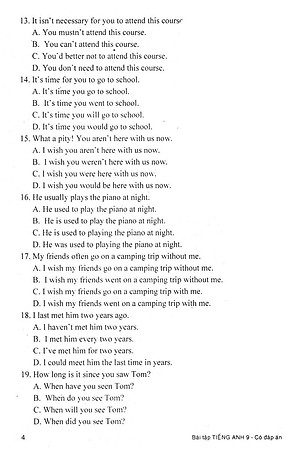 Sách Bài Tập Tiếng Anh Lớp 9 ( Có Đáp Án )