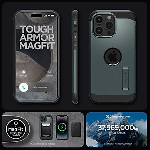 Ốp lưng dành cho iPhone 15 Pro Max Spigen Tough Armor MagFit - Hàng Chính Hãng