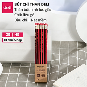 Bút Chì Lục Giác 2B HB Deli - Bút Chì Gỗ Thi Trắc Nghiệm Ruột Đậm Bút Chì Học Sinh Cấp 1 Tập Viết Chì Vẽ Phác Thảo