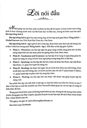 Bài Tập Tiếng Anh 6 - Tập 1 (Có Đáp Án) - Dùng Kèm SGK Tiếng Anh 6 Global Success (2022)