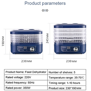 Máy sấy thực phẩm và trái cây Frunuts L01D Công suất: 350W Chế độ sấy 360 độ thông minh - HÀNG NHẬP KHẨU