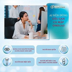 Combo Viên Uống Dầu Gan Cá Mập Omega 3, Bổ Mắt, Bổ Não, Tốt Cho Tim Mạch, Genki Fami Nhật Bản Hộp 90 Viên