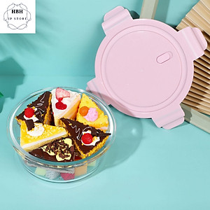 Hộp thủy tinh tròn 660ml cao cấp đựng cơm, thực phẩm ( giao mầu ngẫu nhiên)