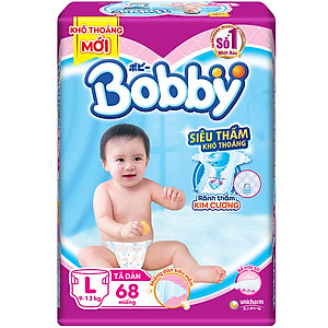 Tã Dán Bobby Siêu Mỏng Thấm Gói Siêu Lớn L68 (68 Miếng)