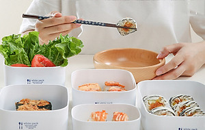 Bộ 09 hộp thực phẩm có nắp đậy an toàn White Pack hàng Made in Japan