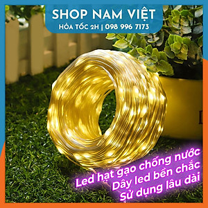 [Năng Lượng Mặt Trời] Dây Led Hạt Gạo Đời Mới Chống Nước, Quấn Cây, Chịu Mưa Nắng Kèm Remote
