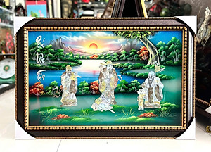  { SIÊU SALE } Tranh Sơn Mài - PHÚC LỘC THỌ | Khảm Cừ Cao Cấp | Size 50x80 cm