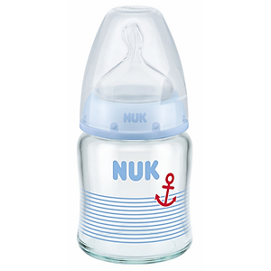 Bình Sữa Thủy Tinh 120ml Núm Ti Silicone S1 Nuk NU66126 (Size M) - Màu Ngẫu Nhiên