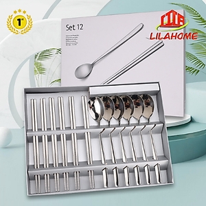 Hộp 6 Đũa 6 Muỗng Inox 304 Cao Cấp Phong Cách Sang Trọng - Hàng Chính Hãng