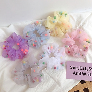 Dây buộc tóc voan mềm kèm quả bông siêu dễ thương HD68