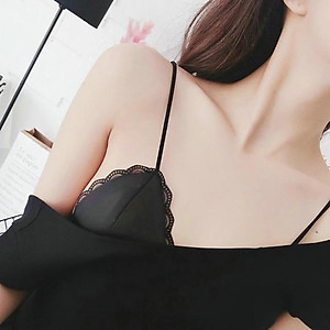 Áo Lót Bralette Vải Satin Dây Mảnh Không Gọng Viền Ren B066
