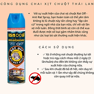 Chai Xịt Đuổi Chuột Rat Off - Anti Rat Spray Thái Lan 200ml Tặng kèm móc khóa (Mẫu Ngẫu nhiên)