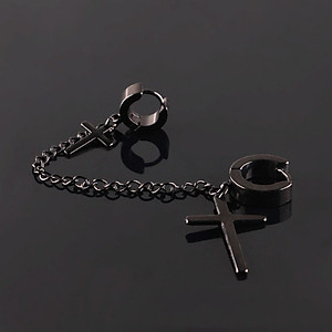 Bông Tai Nam Nữ Dây Xích Thánh Giá Đeo 2 Lỗ Chất Liệu Thép Titan Ko Rỉ TT 2010 - 1 Chiếc