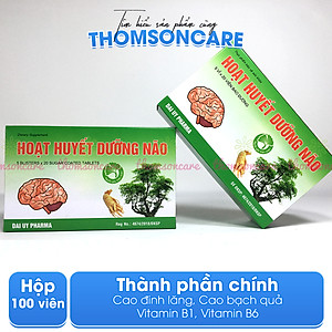 Hoạt huyết dưỡng não - Hộp 100 viên bao đường - tuần hoàn não, Dược Đại Uy, từ đinh lăng, bạch quả