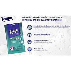 [LỐC 6 GÓI] Khăn ướt Mini Tempo Protect Ngăn Ngừa Vi Khuẩn cao cấp - Diệt khuẩn 99% - Thương hiệu Đức