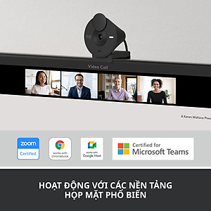 Máy Webcam Full HD Logitech Brio 300 Màn che ống kính, Micro giảm tiếng ồn, USB-C, được chứng nhận cho Zoom, Microsoft Teams, Google Meet, tự động điều chỉnh Ánh sáng - Hàng chính hãng