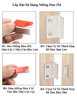 Bộ Nam Châm Vuông 90 Độ KUNBE Gắn Dán Cửa Tủ, Lực Hút Mạnh, Chắc Chắn