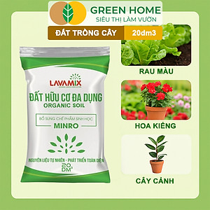 Đất Trồng Cây GreenHome, Lavamix, Bao 20dm3 (10kg), Đầy Đủ Dinh Dưỡng, Dễ Sử Dụng, Chuyên Trồng Rau