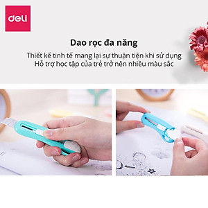 Dao rọc giấy mini 55mm Deli - 4 màu - Xanh lá/ xanh dương/ hồng/ vàng - 2024
