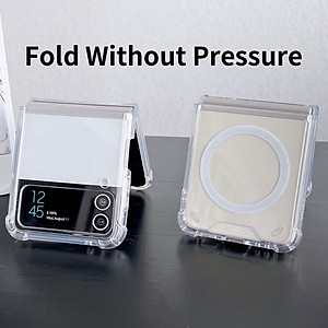 Ốp lưng chống sốc trong suốt hỗ trợ sạc Maqsafe cho Samsung Galaxy Z Flip 4 hiệu Likgus Maqsafe Magetic Case siêu mỏng 1.5mm, độ trong tuyệt đối, chống trầy xước, chống ố vàng, tản nhiệt tốt - hàng nhập khẩu