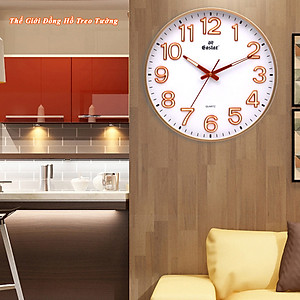 Đồng Hồ Treo Tường Cao Cấp DẠ QUANG EASTAR Mặt Tròn Lớn Viền Mỏng 38cm – Số nổi 3D – Máy NHẬT KIM TRÔI - Tặng Pin Maxell - BH 1 Năm - Treo Tường Decor Trang Trí Nhà Cửa