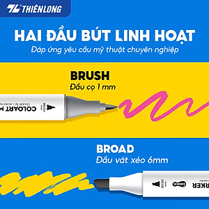 Bút dạ màu 2 đầu Art Marker Thiên Long Colokit - Bút dạ 12/24 màu, mực bền màu, mau khô dùng vẽ tranh, calligraphy