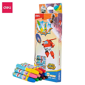 Bút sáp dầu Super Wings x Deli – thân lục giác – 12/18/24 màu - EC009-12 /EC009-18/ EC009-24