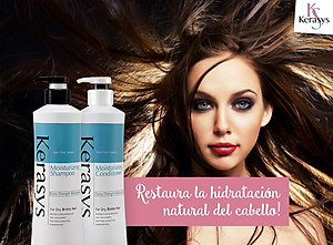 Dầu xả Kerasys Moisture cân bằng độ ẩm cho tóc xơ rồi Hàn Quốc 600ml tặng kèm móc khoá