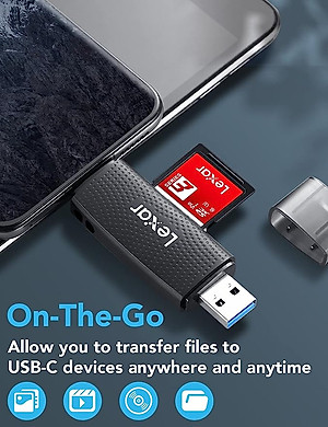 Đầu đọc thẻ nhớ Lexar RW310X Dual-Slot SD / MicroSD USB 3.2 Type-C và Type-A, tốc độ đọc 170Mb/s - Hàng chính hãng BH 12 tháng