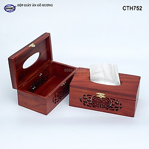 Hộp Giấy Ăn Bằng Gỗ Hương (Cỡ lớn - đủ mẫu) Đục Khắc Hoa Văn Tinh Xảo/Độc Đáo
