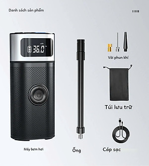 Máy Bơm Lốp Không Dây Công Suất Lớn 150PSI 9A 96W Vỏ Hợp Kim Nhôm Kiêm Sạc Dự Phòng Powerbank Tự Động Ngắt Khi Đủ Hơi