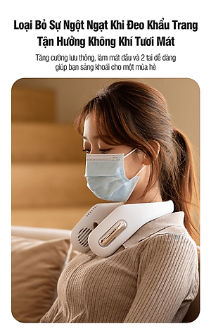 Quạt đeo cổ F41 không cánh cầm tay, sử dụng không dây 3 cấp độ tiện lợi, co giãn silicone linh hoạt, giảm ồn, hàng chính hãng
