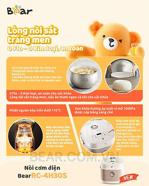 Nồi cơm điện 1L Bear DFB-H30A3 (RC-4H30S) Hàng Chính Hãng