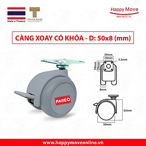 Bộ 4 bánh xe càng xoay có khóa 38-50mm cho ghế/bàn xoay văn phòng nội thất - tải 40kg - Happy Move Thái Lan