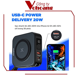 [Mỹ] Sạc dự phòng Energizer QM10001AC Thông minh Sạc nam châm từ tính Dung lượng 10000mAh - Hàng chính hãng 