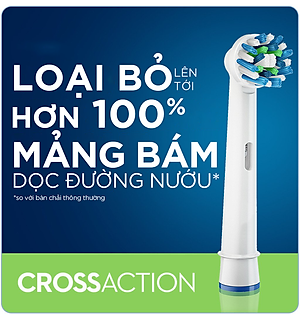 Cho máy Oral B Braun Cross Action EB50A, Bộ 4 đầu bàn chải đánh răng điện đánh tan mảng bám Minh House